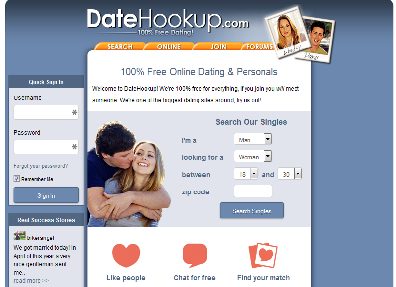 DateHookup Homepage 1