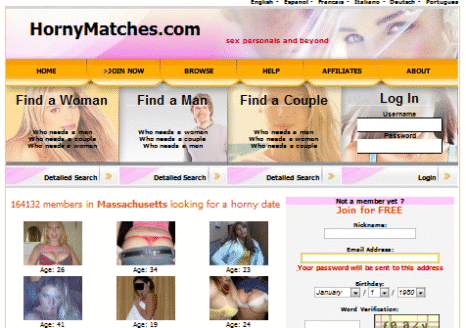 HornyMatches Homepage1